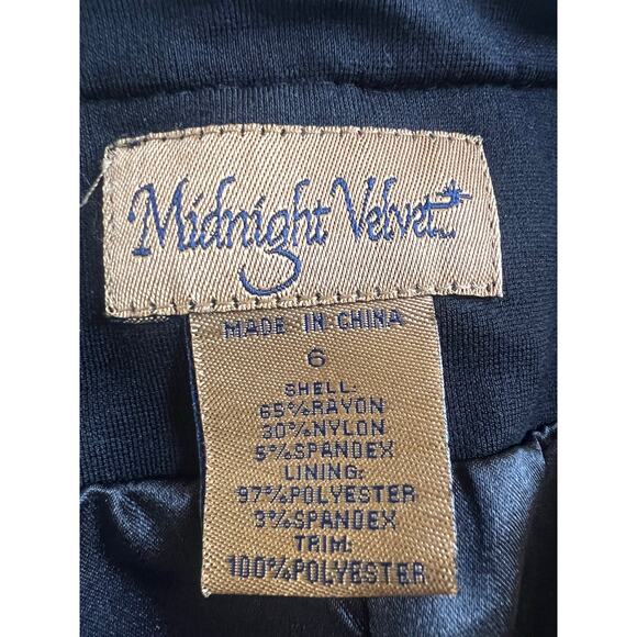 Midnight Velvet Black Blazer With White Ruffles Size 6 - Picture 3 of 5